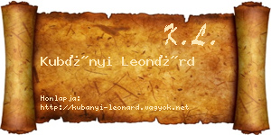 Kubányi Leonárd névjegykártya