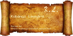 Kubányi Leonárd névjegykártya
