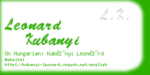 leonard kubanyi business card